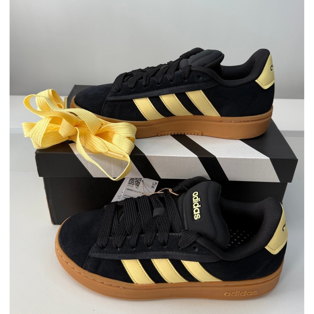 Adidas Grand Court Alpha 00s Black Yellow Suede Sneakers IH1288 Womens 7.5 New